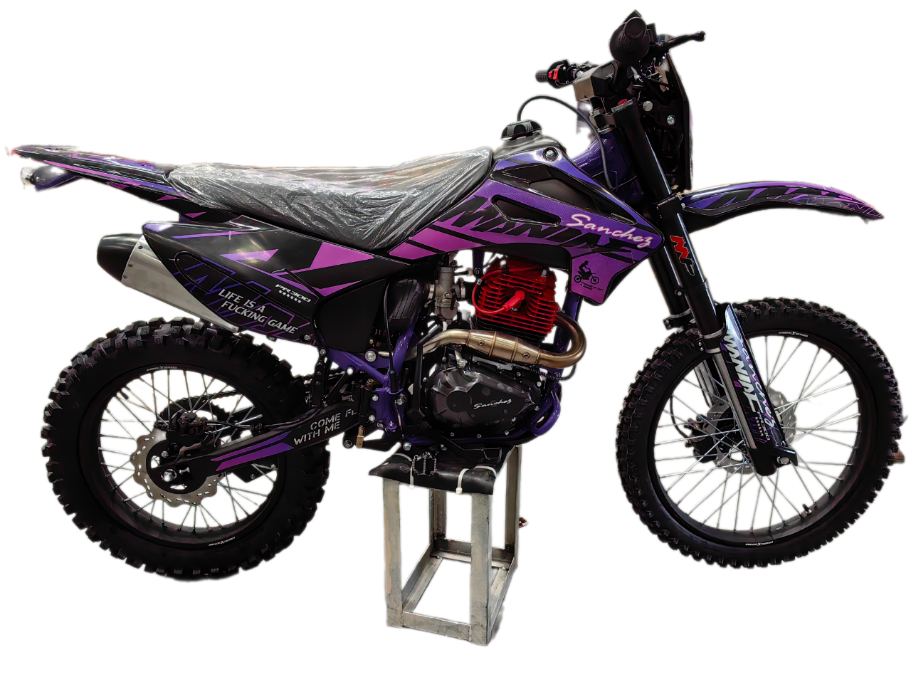Мотоцикл эндуро Sanchez Maniac (Санчез Мэниэк) PR300 (ZS175FMM-5A) 21/18, фиолетовый (с баланс. вало
