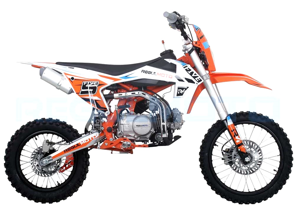 Питбайк Regulmoto Five (Регулмото Файв) EA (полуавтомат КПП) (Оранжевый/белый)