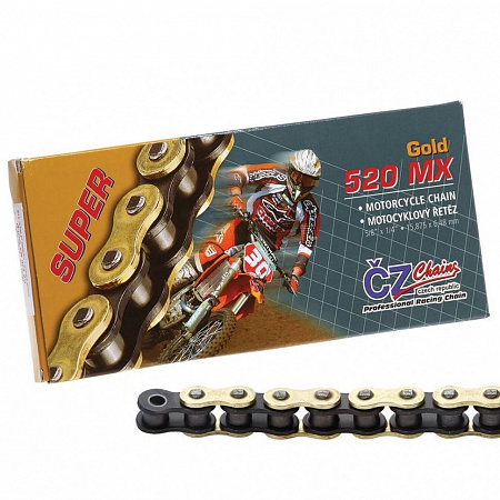 Цепь приводная для мотоцикла CZ Chains 520 MX Gold - 118 Цепь приводная для мотоцикла CZ Chains 520 MX Gold - 118